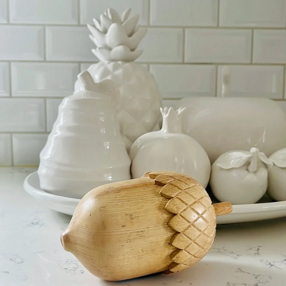 Crate&barrel Small Wood Acorn Sculpture - Picture 3 of 16